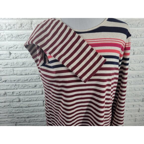 Croft Barrow Womens Top XXL Plus Tee Classic Brown Stripe Long Sleeve STR78E - Picture 5 of 9